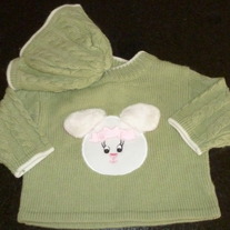 Green Sweater with Bunny and Matching Hat-Starting Out Size 3 Months