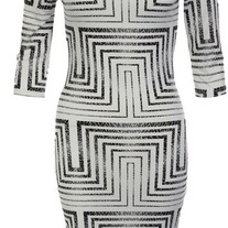  Tribal Print Black & White Dress