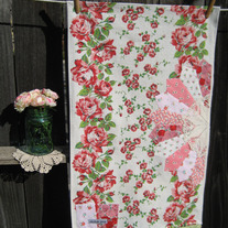 sweet rose vintage tea towel
