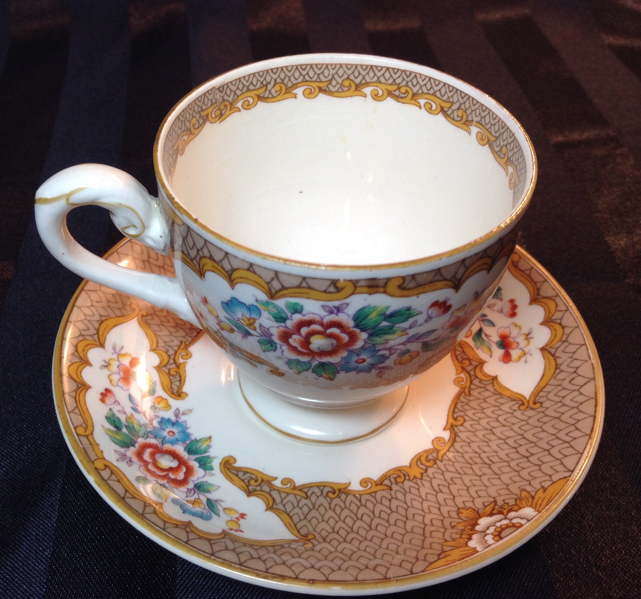 Vintage Myott Staffordshire Old Bow Pheasant Demitasse China Cup