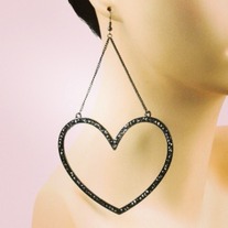 Large Heart Dangle Earrings 