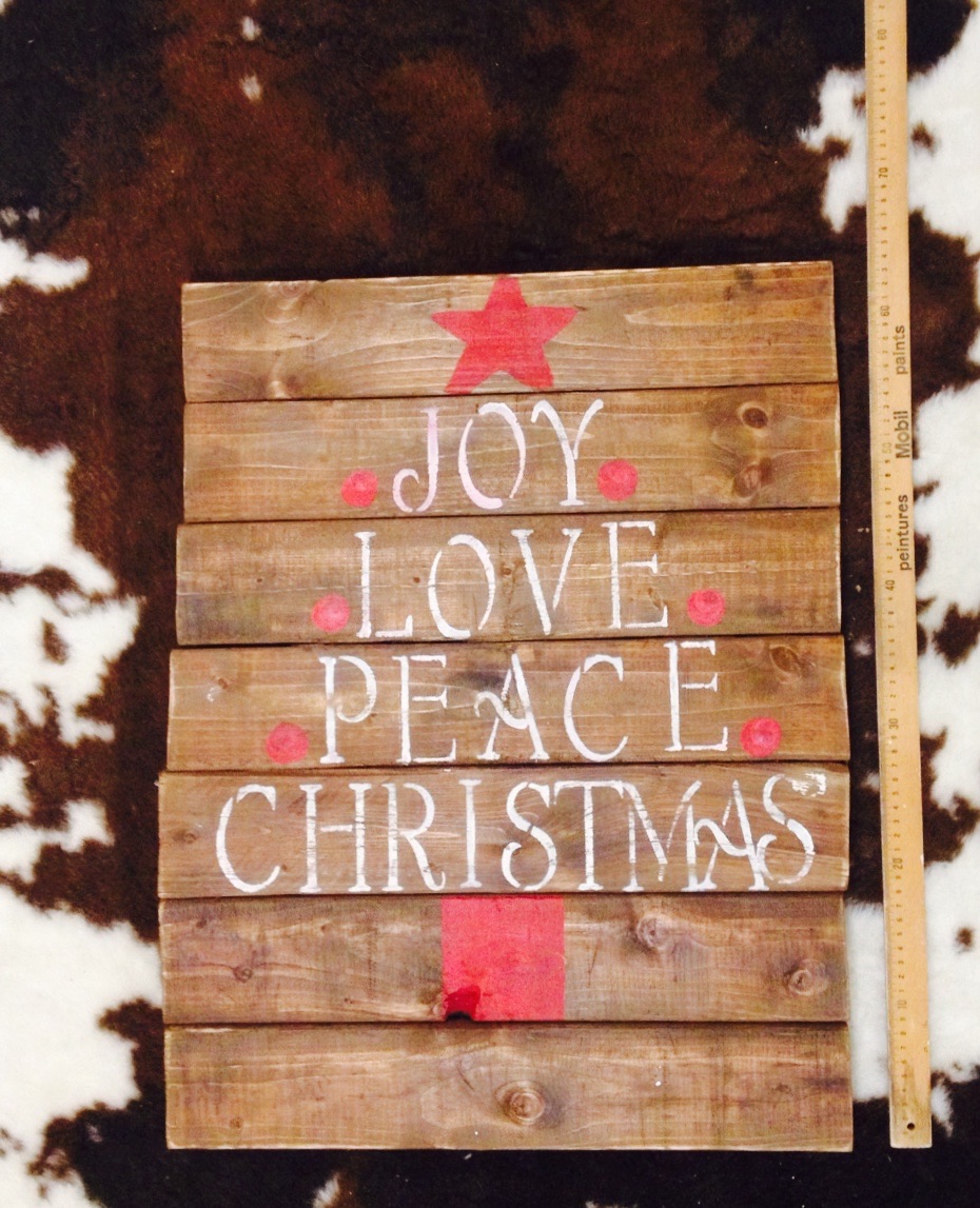 24inX22in LARGE Joy, Love, Peace, Christmas Tree Pallet Sign (65cm x 55