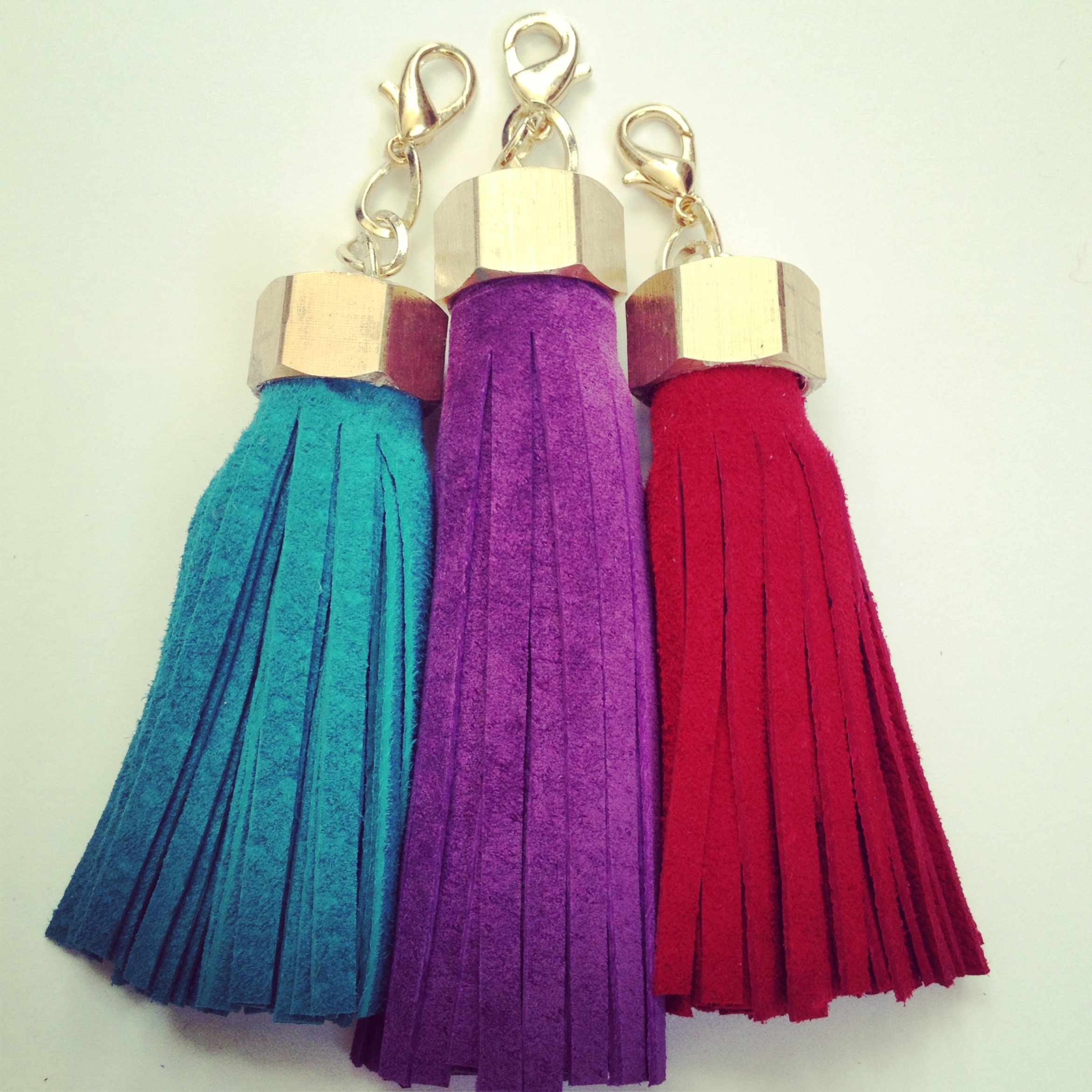 turquoise suede leather tassel keychain on Storenvy