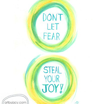 "Joy Stealer" Blue/Yellow, 8x10 Matte Print Inspiring Watercolor Quote Illustration