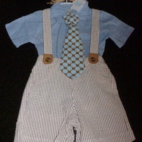 Mudpie Seersucker 2 Piece Set with Tie-NEW-Mudpie Size 12-18 Months