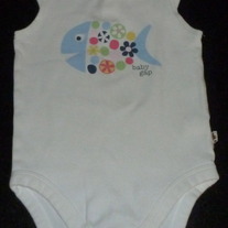 White Sleeveless Onesie with Fish-Baby Gap Size 18-24 Months