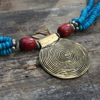 bronze spiral boho statement necklace