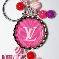 Bright Pink Designer Inspired LV Bottle cap keychain