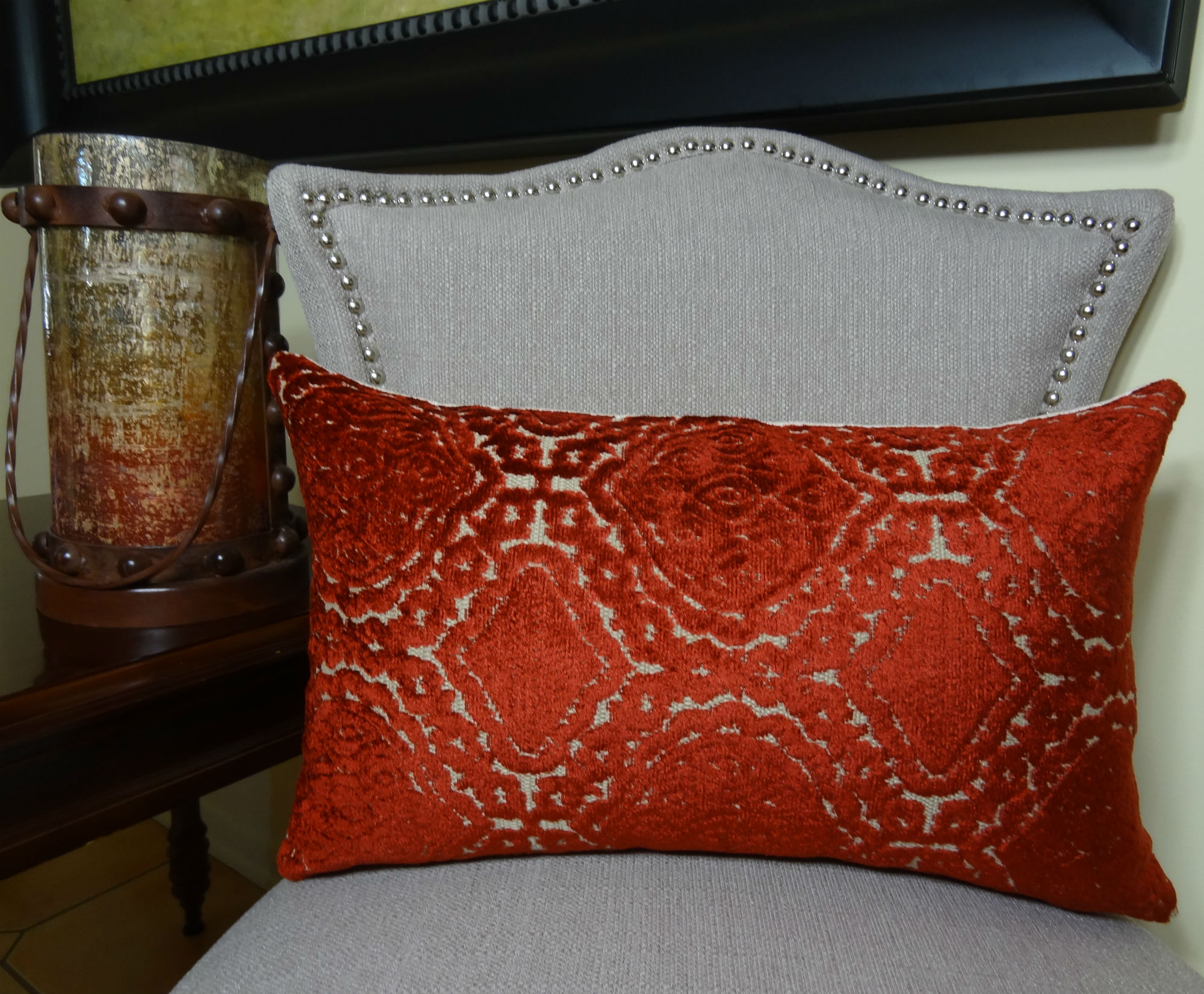 12 X 20 Lumbar Designer Decorative Pillow Burgundy Velvet