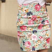 High Waist Floral Skirt