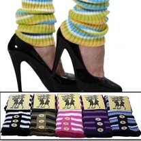 1 pair brown blue black pink white purple striped leg warmers knee-high loose legwarmers