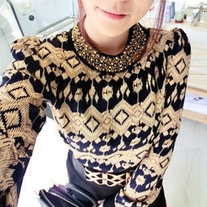 Vintage Round Neck Chiffon Blouse
