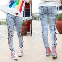 Hollow Bow Skinny Jeans
