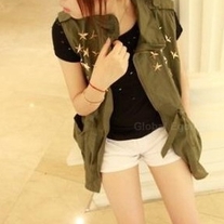 Rivet Drawstring Zipper Waistcoat