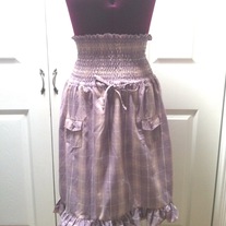 L and XL - purple smocked rockbilly high waist tartan plaid full skirt