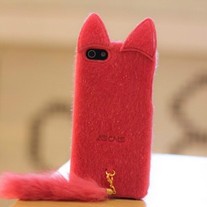 New Chic Korean Plush Cat Head w/Tail iPhone 5 Case
