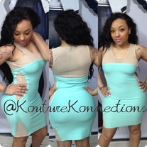 Mint & tan mesh dress 
