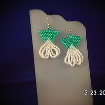 Teal and White Earrings
