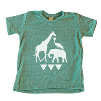 Children's Green Ugandan Wildlife Tee