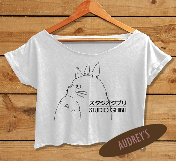 Studio Ghibli shirt Totoro anime women crop top crop tee all size black