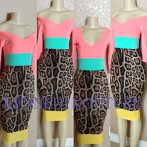 "MOLLY MARKER" COLOR BLOCK MIDI DRESS