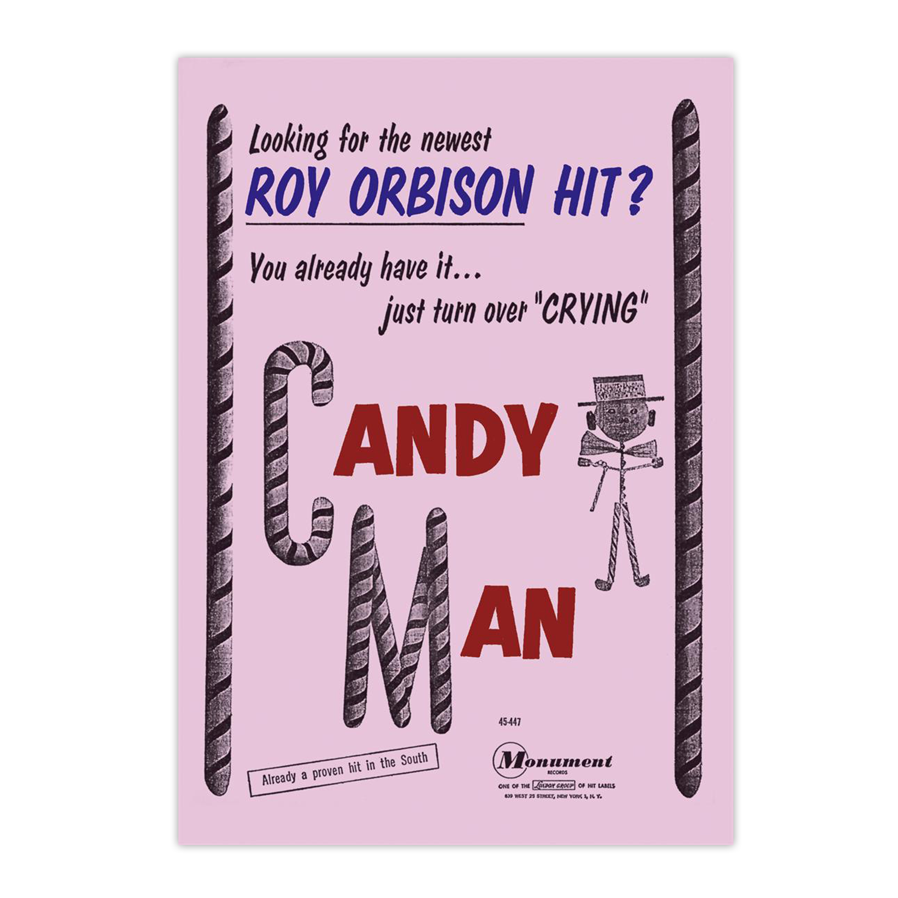 Monument Singles "Candy Man" Poster · Roy Orbison Online Store · Online