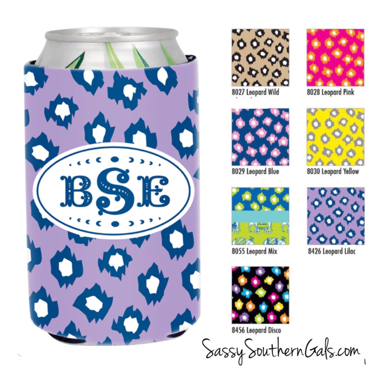 Monogrammed Can Koozie, Monogrammed Personalized Can Koozie · Sassy