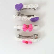 purple white pink strawberry pearl bow heart whipped cream decora hair clip barrettes
