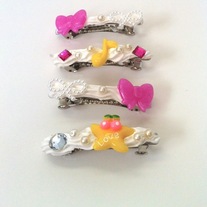 pink white yellow music note rhinestone pearl bow cherry love frosting star hair clip barrettes