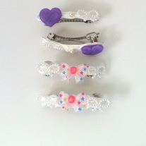 pink white purple barrettes fairy kei whipped cream bow heart hair clips