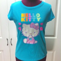 M blue pink purple rainbow tee fairy kei short sleeve bow heart top hello kitty t-shirt