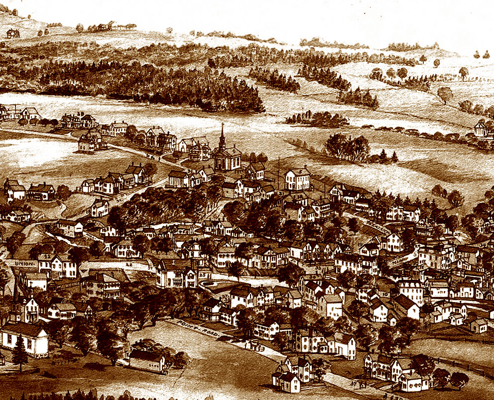 Blue Hill, Maine in 1896 Bird's Eye View Map, Aerial, Panorama