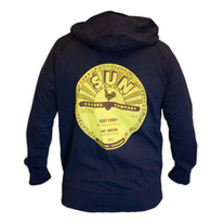 Sun Records Distressed Black Zip-Up Hoodie