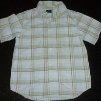 Light Blue/Green Plaid Short Sleeve Shirt with Buttons/Collar-Carters Size 5