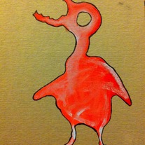 RAVENOUS HATCHLING! original art on found paper