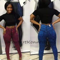 Color high waist jeans 
