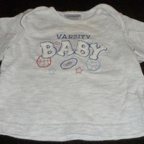 Gray Long Sleeve Varsity Baby Shirt-Minibasix Size 3 Months