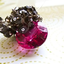 Teklah's Hot Pink Topaz & Smokey Quartz Pendant