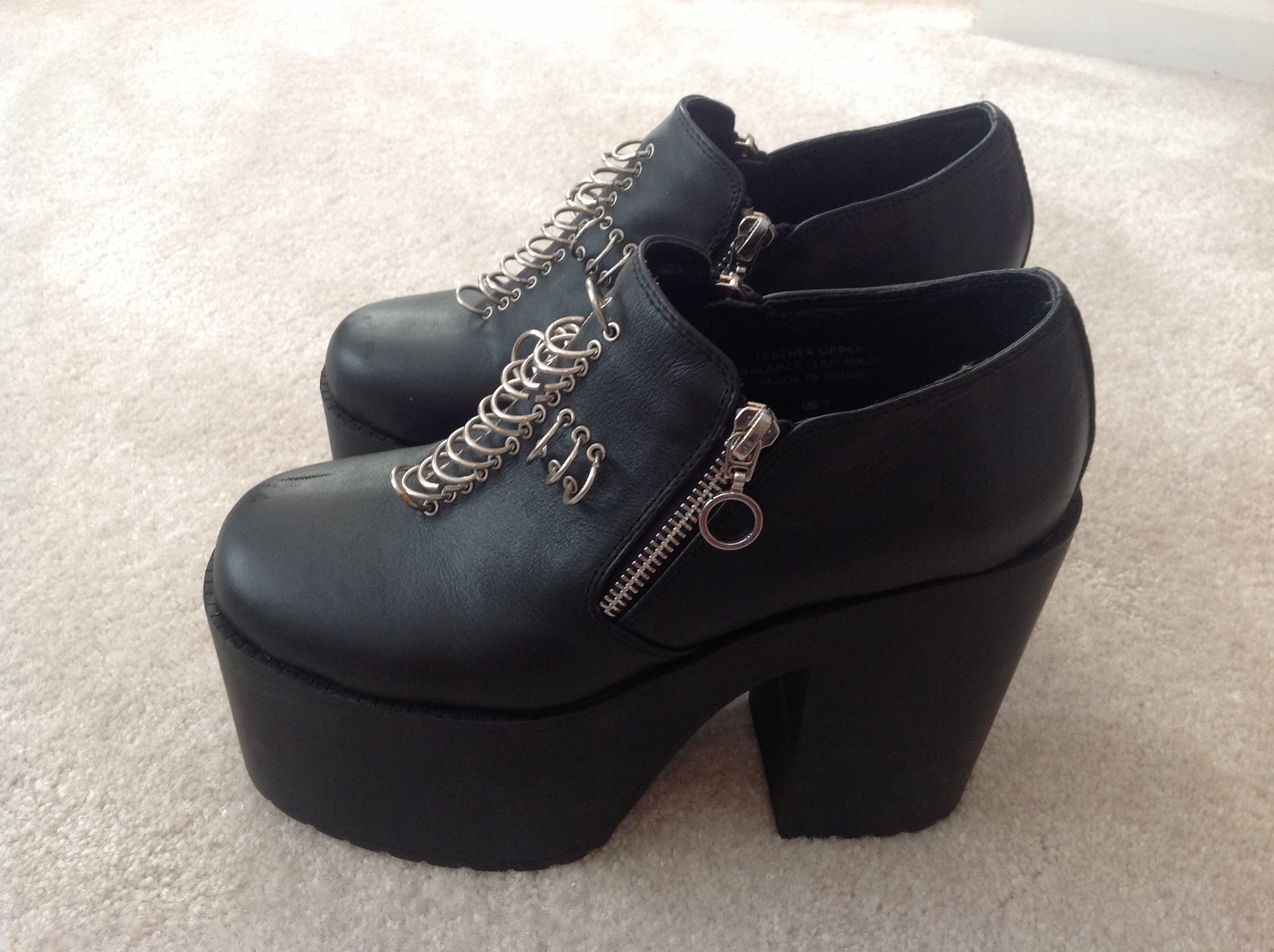UNIF Grail Black Leather Platform Boots Shoes on Storenvy
