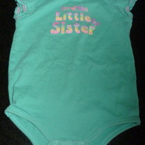 I'm the Little Sister Teal Blue Onesie-Okie Dokie Size 6-9 Months