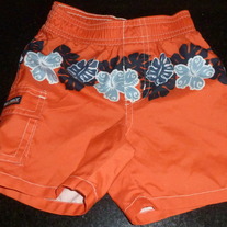 Orange Hawaiian Swim Shorts-Old Navy Size 6-12 Months
