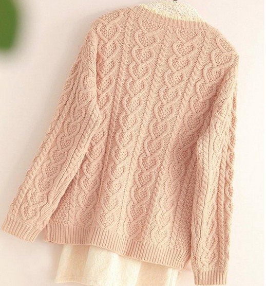 Retro Knitted Embroidered Cardigan In Pastel Pink on Storenvy