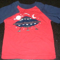 Red/Navy Outer Space Long Sleeve Shirt-Garanimals Size 24 Months