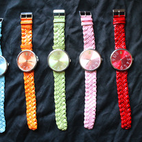 OUI BEE Genuine Leather Braided Strap Analog Clock Watch