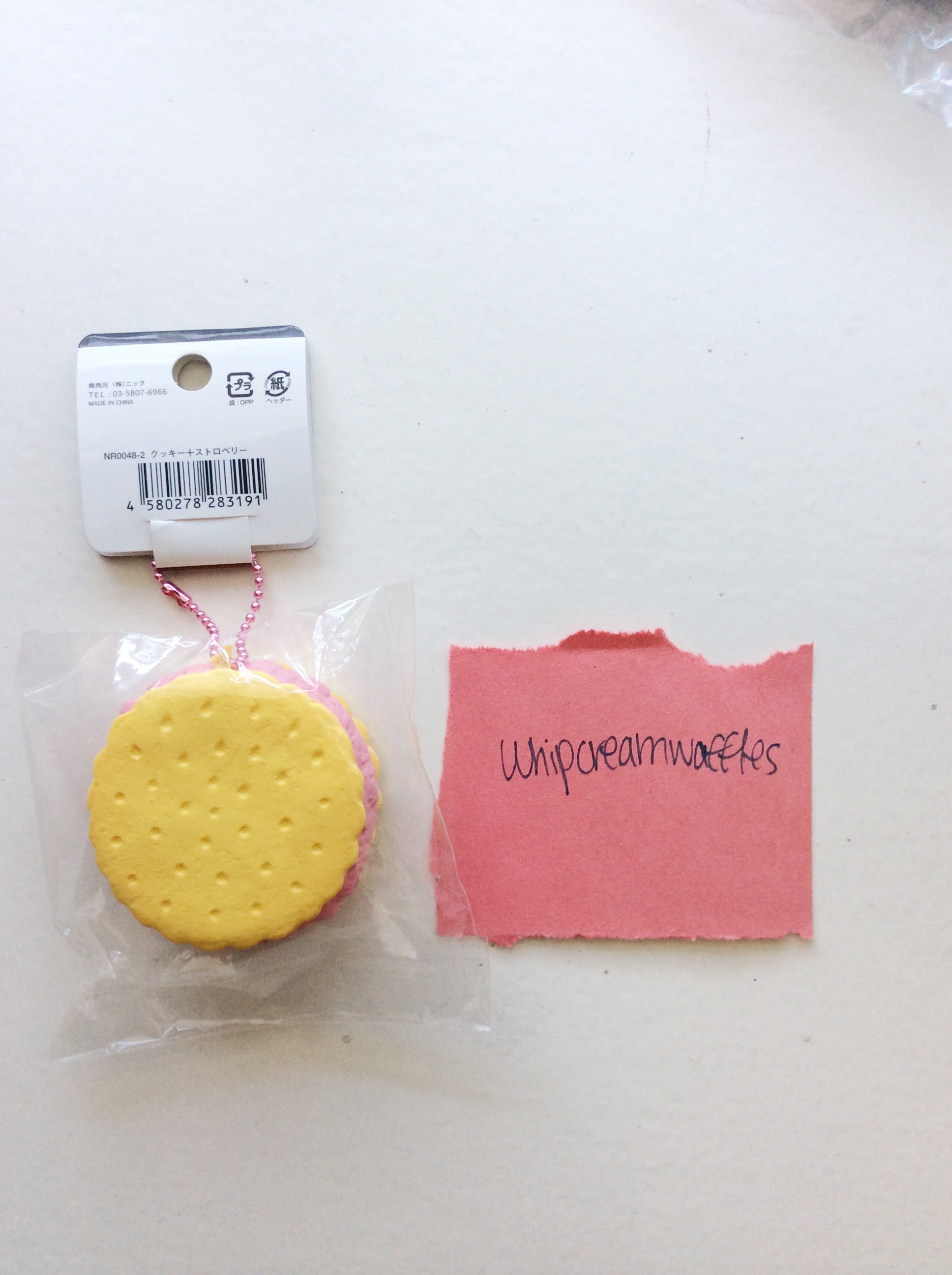 Rare Reproduced Cafe De N Vanilla Strawberry Ice Cream Sandwich Squishy ? Whipcreamwaffles ...