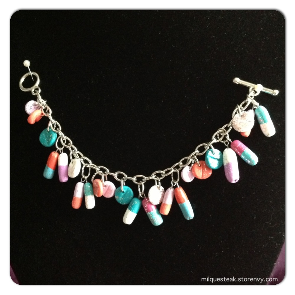 Pretty Glitter Pills Charm Bracelet on Storenvy
