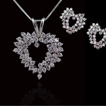 Cluster Heart Necklace & Earring Set