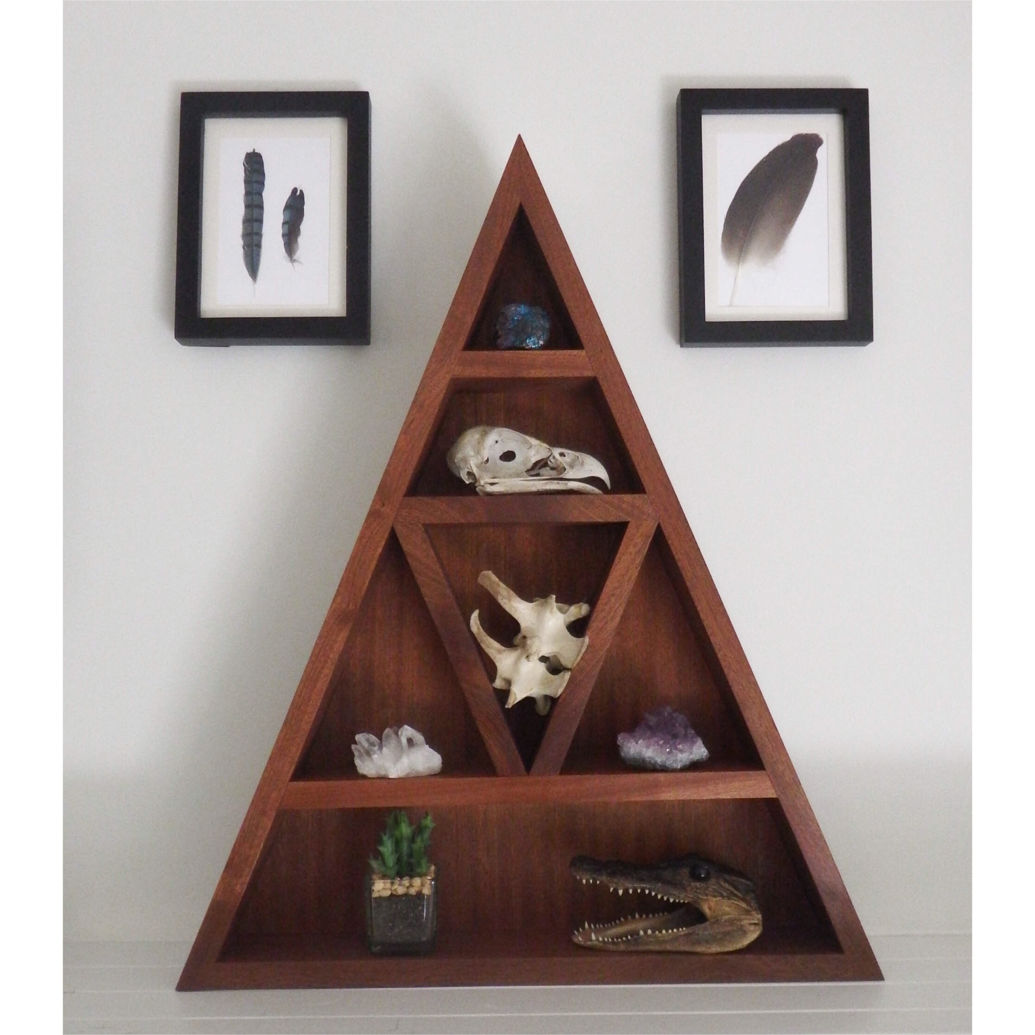 Wooden Triangle Altar // Wooden Shelf // Handmade Display // Crystal