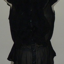 Black Sheer Ruffle Sleeveless Top-Miley Cirus Size XL  CL413
