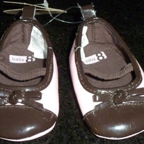Brown/Pink Crib Shoes-NEW-Baby 8 Size 1
